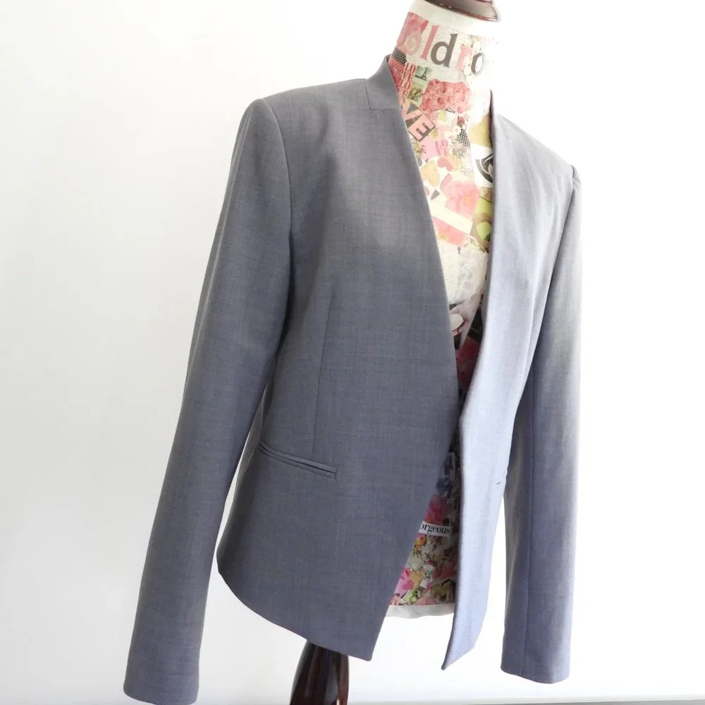 THEORY Lanai Stretch Wool Urban Blazer (Light Blue; size 10) - Picture 3 of 4